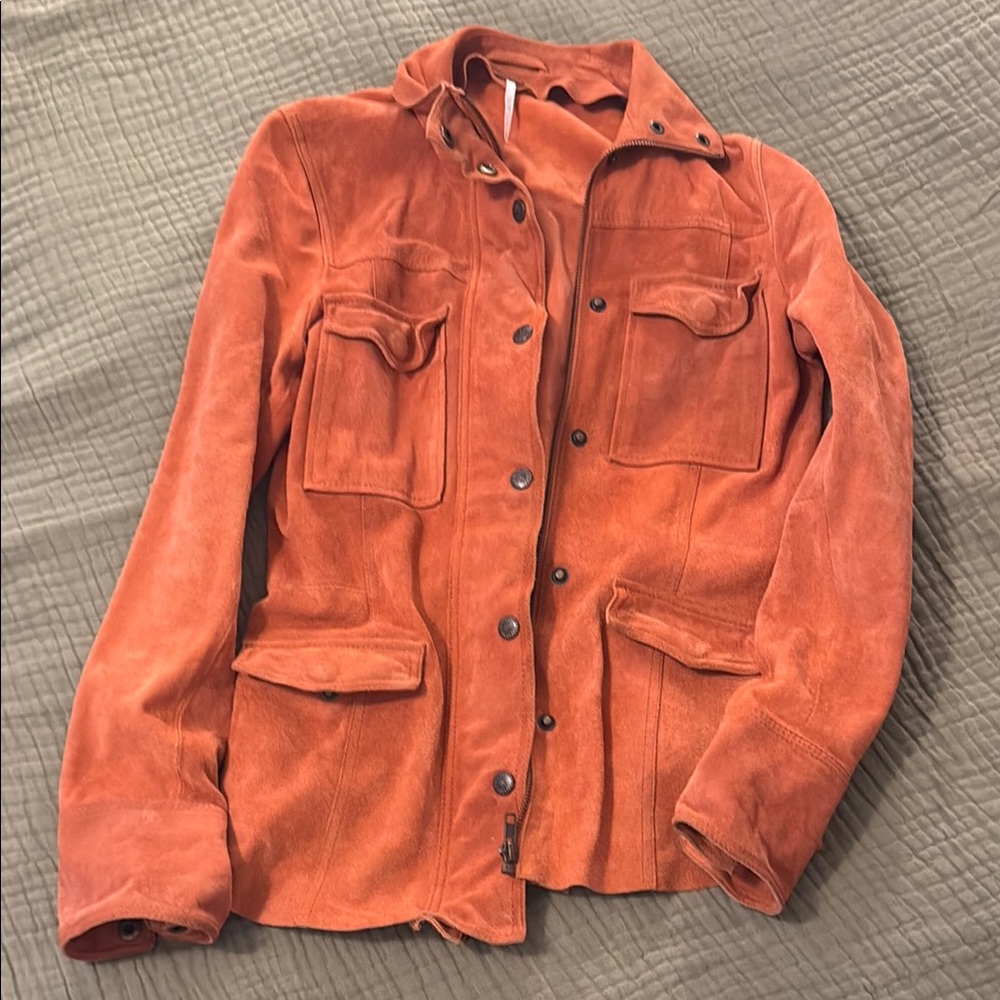 Free People Women’s Suede Utility Jacket - Rust
